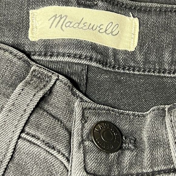Madewell Jeans Womens 26 Black Skinny Ankle Raw Hem Mid Rise Black Denim Stretch - Picture 3 of 8